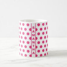 Puntos de Polka Blanco Rosa Nombran Vintage Elegan