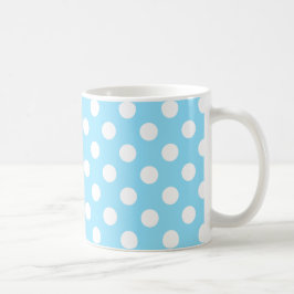 Taza De Café Puntos de polka blanco sobre azul pálido
