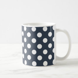 Taza De Café Puntos de polka blanco sobre gris azul