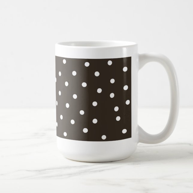 Taza De Café Puntos de Polka Blanco y Marrón Chocolate (Derecha)