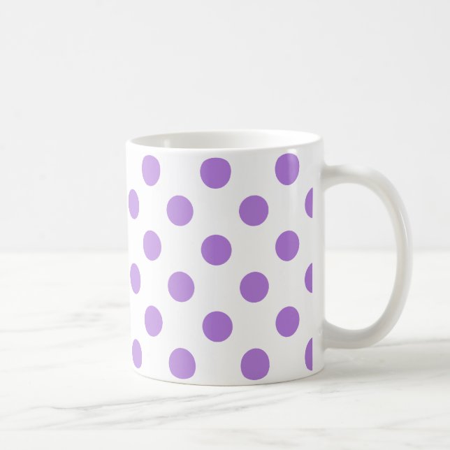 Taza De Café Puntos de polka blancos y de lavanda (Derecha)