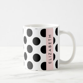 Taza De Café Puntos de Polka blancos y negros, punteados, tu no
