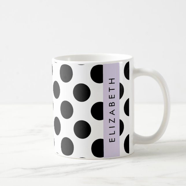 Taza De Café Puntos de Polka blancos y negros, punteados, tu no (Derecha)