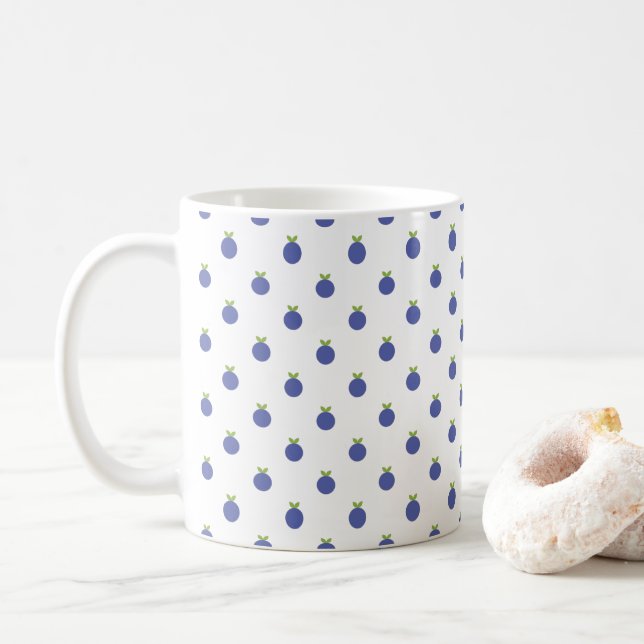 Taza De Café Puntos de polka de Blueberries (Con donut)
