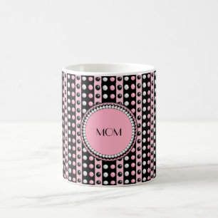 Taza De Café Puntos de polka en franjas Monogramadas Mug