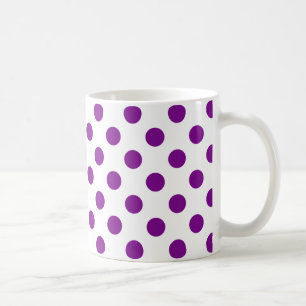 Taza De Café Puntos de polka morado y blanco