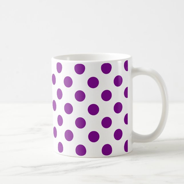 Taza De Café Puntos de polka morado y blanco (Derecha)