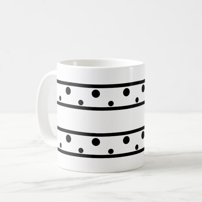 Taza De Café Puntos de Polka Negra de moda (Anverso izquierdo)