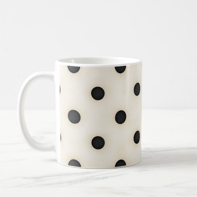 Taza De Café Puntos de Polka Negro sobre Blanco Antiguo (Izquierda)