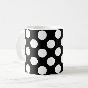 Taza De Café Puntos de polka negros y blancos, patrón de punto