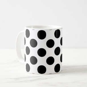 Taza De Café Puntos de polka, patrón de puntos de polka, negro