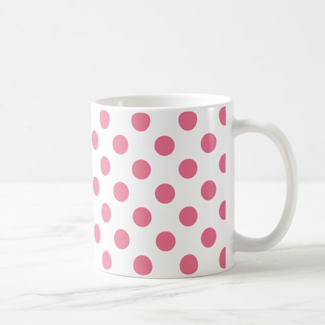 Taza De Café Puntos de polka rosa y blanco (Derecha)