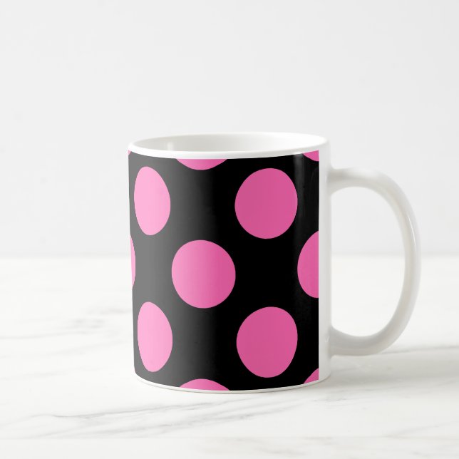 Taza De Café Puntos de Polka Rosado Caliente (Derecha)