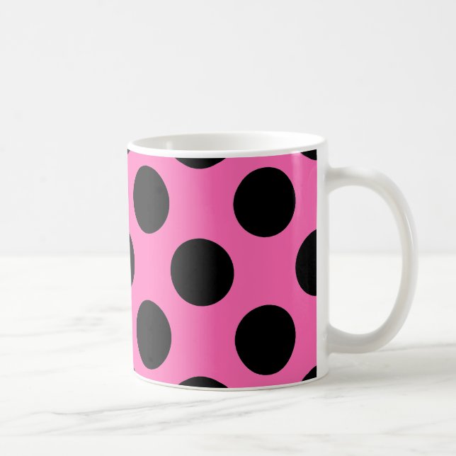 Taza De Café Puntos de Polka Rosado Caliente (Derecha)