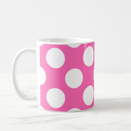 Taza De Café Puntos de Polka Rosado Caliente
