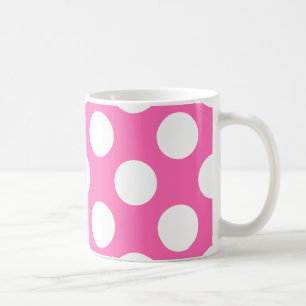 Taza De Café Puntos de Polka Rosado Caliente