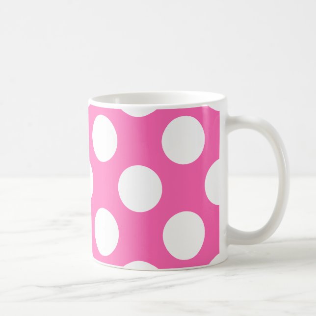 Taza De Café Puntos de Polka Rosado Caliente (Derecha)