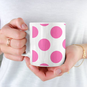 Taza De Café Puntos de Polka Rosado Caliente