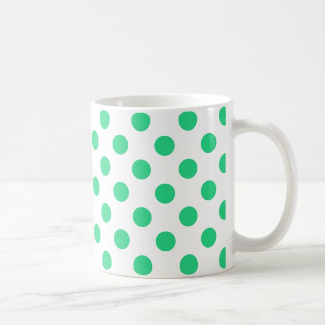 Taza De Café Puntos de polka verdes y blancos (Derecha)