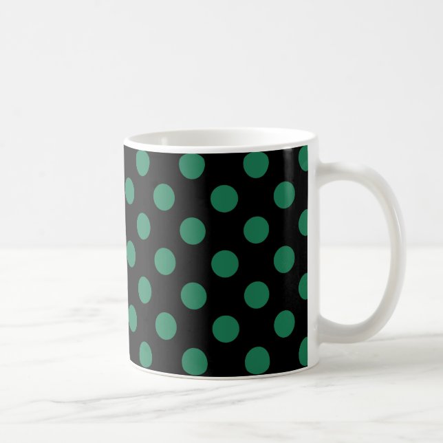 Taza De Café Puntos de polka verdes y negros (Derecha)