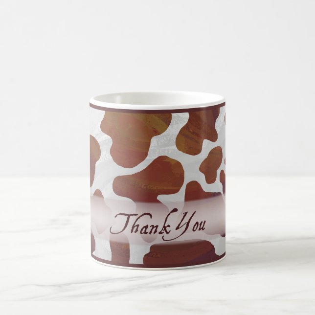 Taza De Café Puntos de vaca marrón y blanco gracias (Centro)