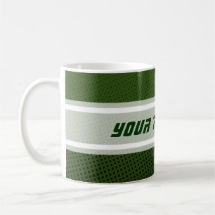 Taza De Café Puntos divertidos Patrón verde oscuro + tu texto