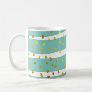Taza De Café Puntos dorados y rayas: patrón elegante