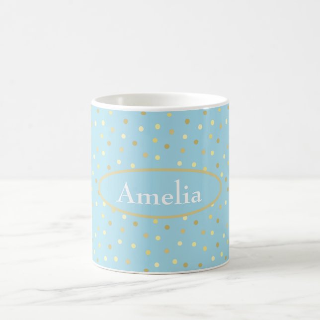 Taza De Café Puntos Pastel Blue Gold Confetti (Centro)