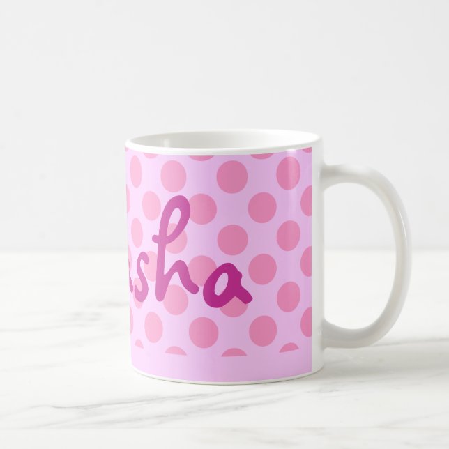 Taza De Café Puntos personalizados de polka rosa (Derecha)