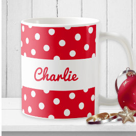 Taza De Café Puntos rojos personalizados nombre hecho a medida 