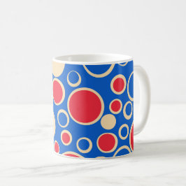 Taza De Café Puntos Rojos Y Azules Sobre El Azul