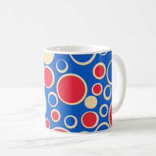 Taza De Café Puntos Rojos Y Azules Sobre El Azul