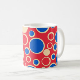 Taza De Café Puntos Rojos Y Azules Sobre Rojo