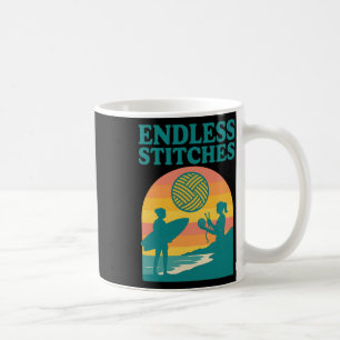 Taza De Café Puntos sin fin Tejiendo Surf Retro Atardecer