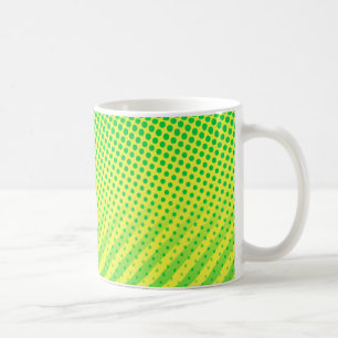 Taza De Café Puntos y franjas amarillos y verdes