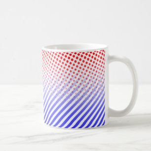 Taza De Café Puntos y franjas rojo y azul
