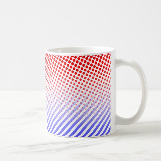 Taza De Café Puntos y franjas rojo y azul (Derecha)