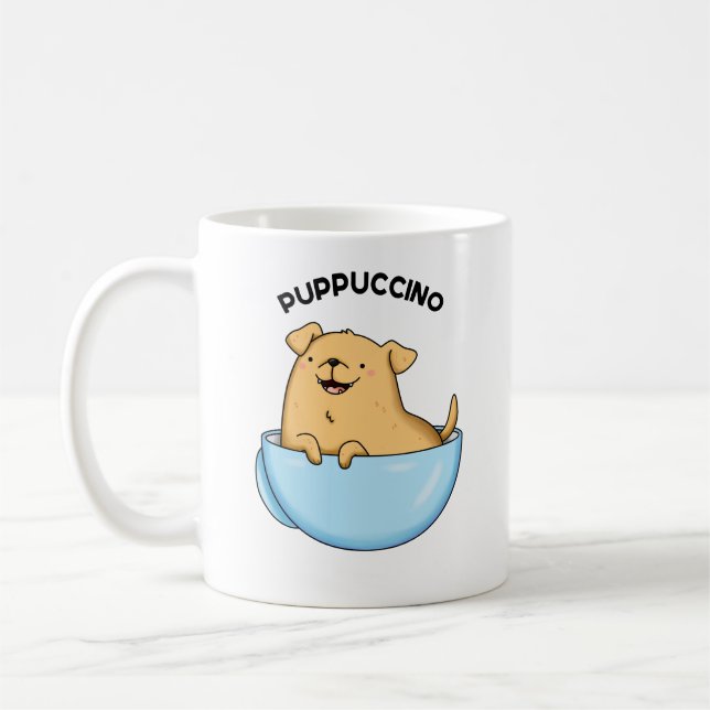 Taza De Café Pup-pucccino Funny Cappuccino Pun (Izquierda)