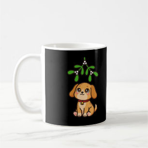 Taza De Café Puppy de muérdago de Navidad