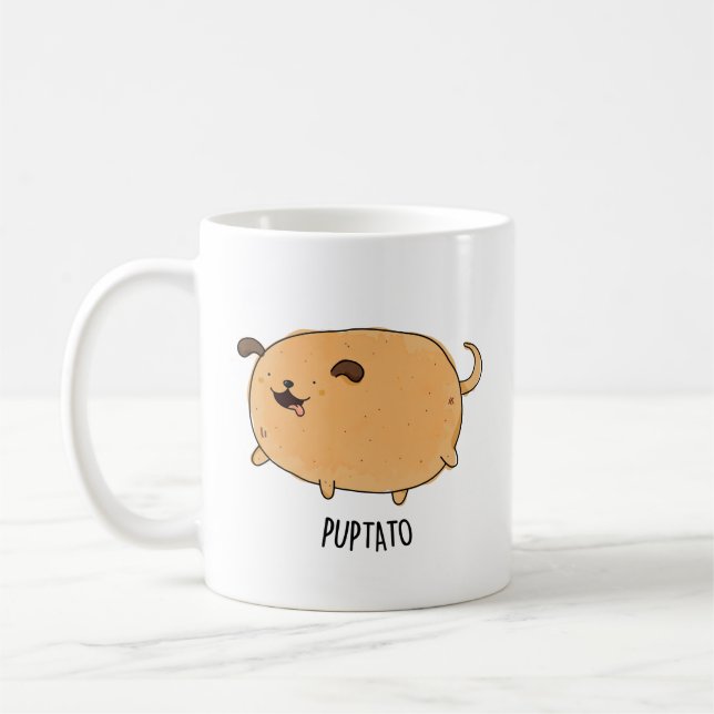 Taza De Café Puptato Gracioso Puppy Pun (Izquierda)