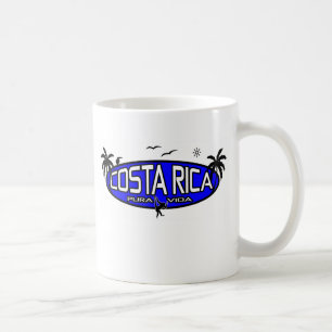 Taza De Café Pura Vida Costa Rica - óvalo tropical - azul