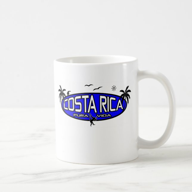 Taza De Café Pura Vida Costa Rica - óvalo tropical - azul (Derecha)
