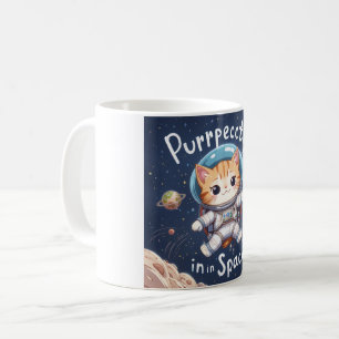 Taza De Café Puramente en el espacio: Mug cute gato astronauta 