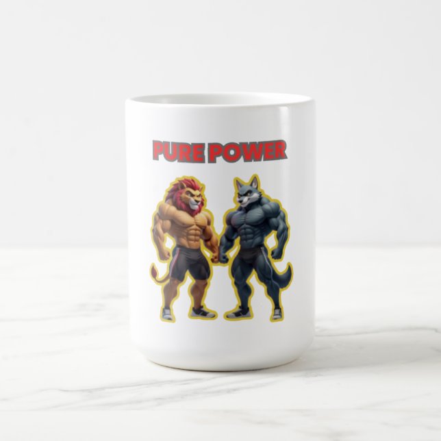 Taza De Café Pure Power – Strong Animal Muscle Cartoon Design (Centro)