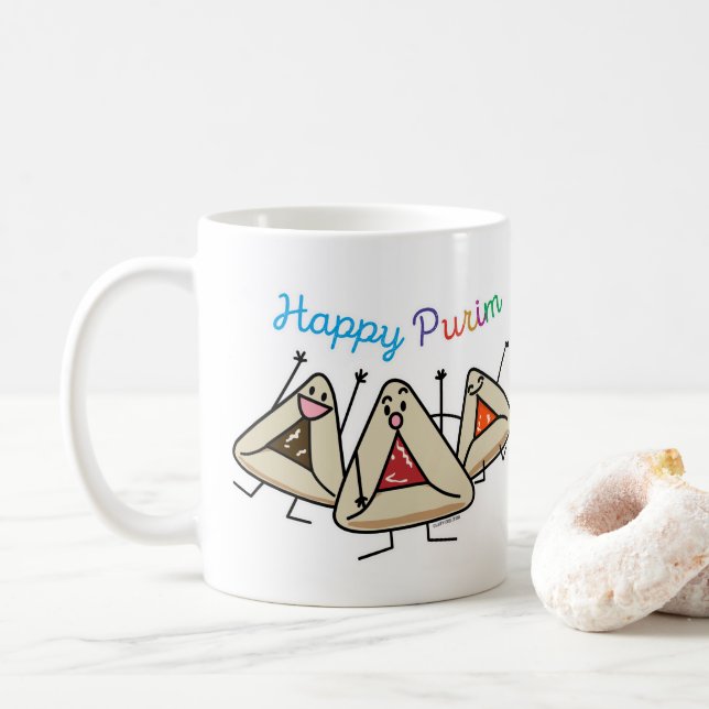 Taza De Café Purim hamantaschen los pasteles Sameach Oznei (Con donut)