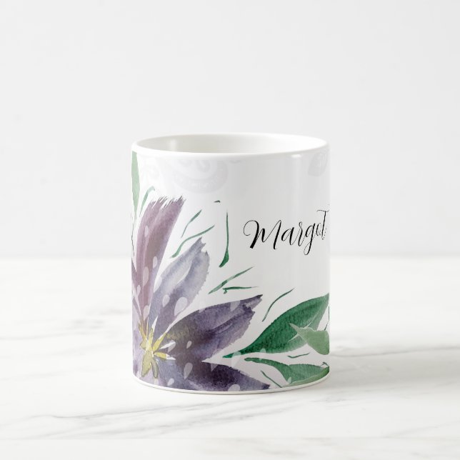 Taza De Café Purple Abstract Lotus Watercolor Lace (Centro)