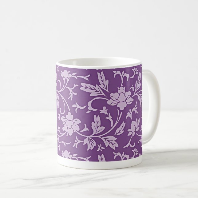 Taza De Café Purple and lavender floral pattern (Anverso derecho)