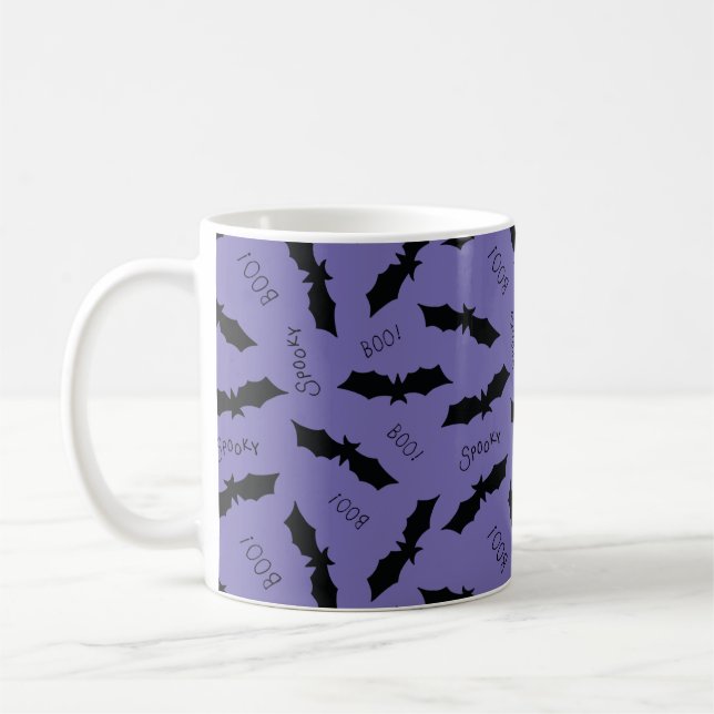 Taza De Café Purple Bats Halloween (Izquierda)