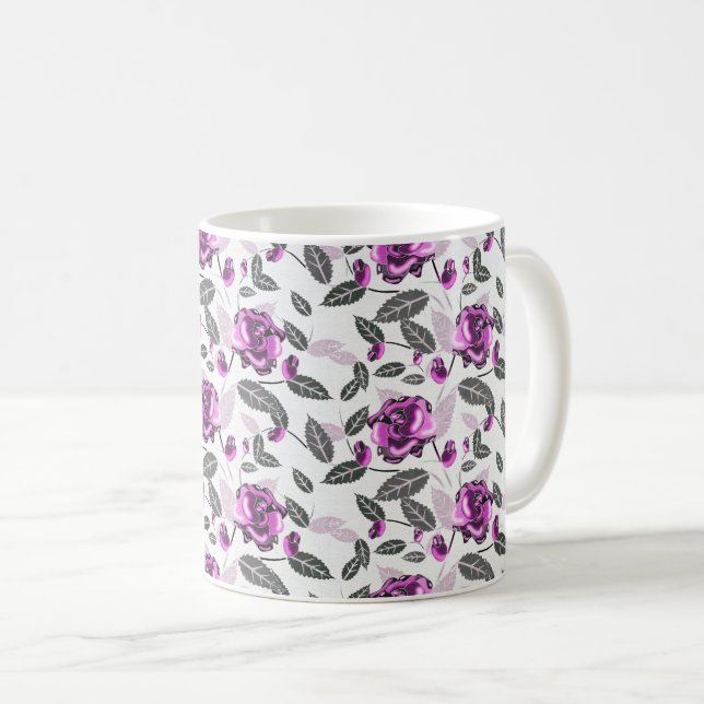 Taza De Café Purple Bliss Floral Design (Anverso derecho)