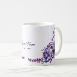 Taza De Café Purple Blue Pink Floral Glitter Wedding Party